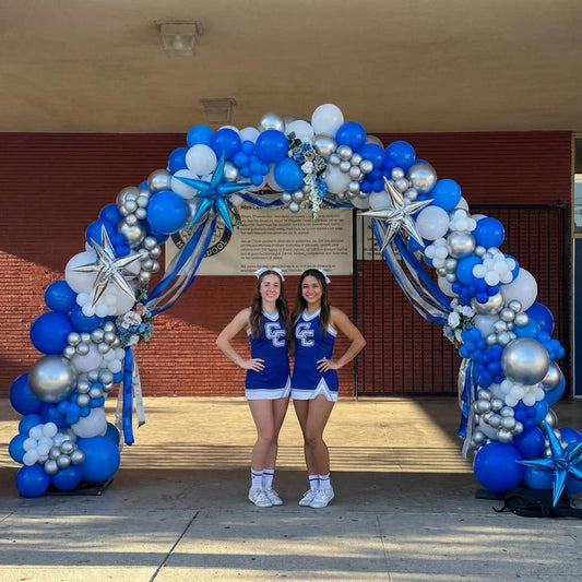 School-color balloon arch for an LA graduation or sports celebration