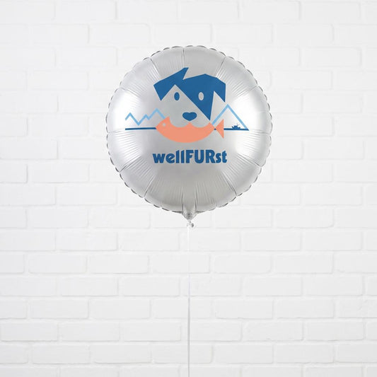 Branded foil balloons with custom logo and text for an LA brand activation