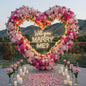 Pink heart-shaped balloon centerpiece for a Valentine's Day or bridal shower setup