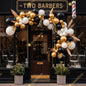 
A bold black-gold-white balloon garland with luxe accents - perfect for storefronts, grand openings, and upscale businesses.
