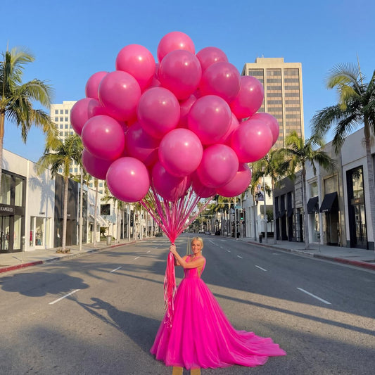 Giant pearl balloons used in milestone birthday and Sweet 16 setups across the LA Westside