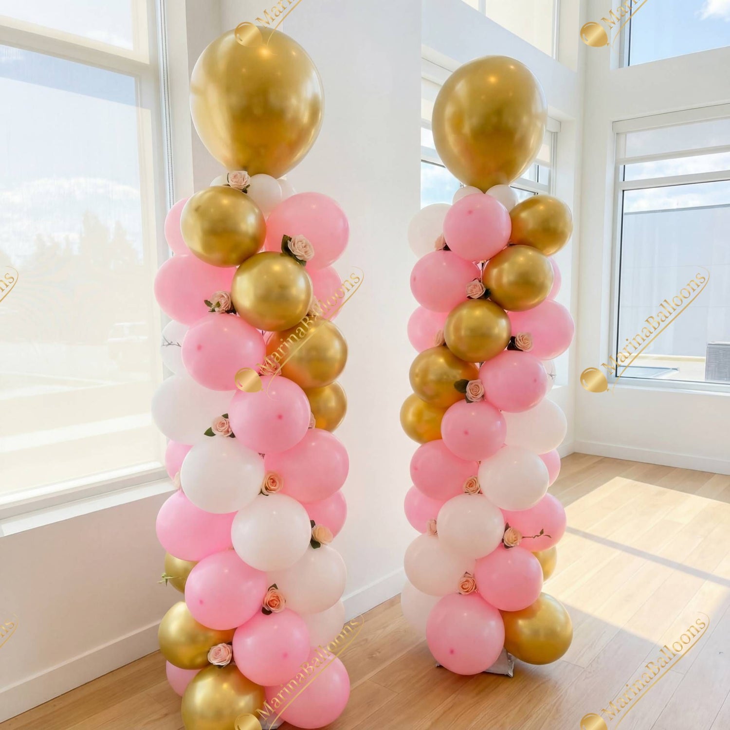 Elegant, sweet, and full of charm.
These pink-and-gold balloon columns add height, color, and a soft romantic touch to any entrance, stage, or party setup. A beautiful way to welcome guests and elevate your décor instantly.
