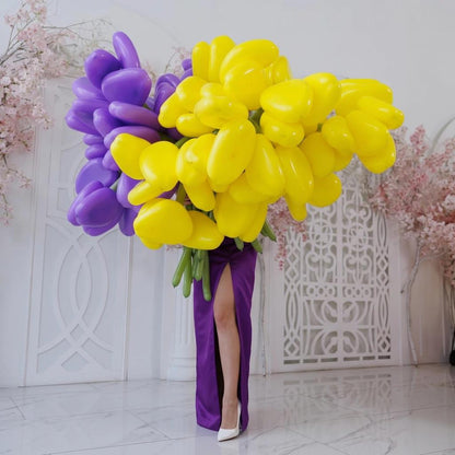 Yellow & Purple Tulips Balloon Bouquet