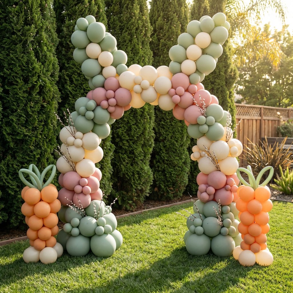 Bright Easter balloon installation in sunny yellows and greens for an LA family brunch