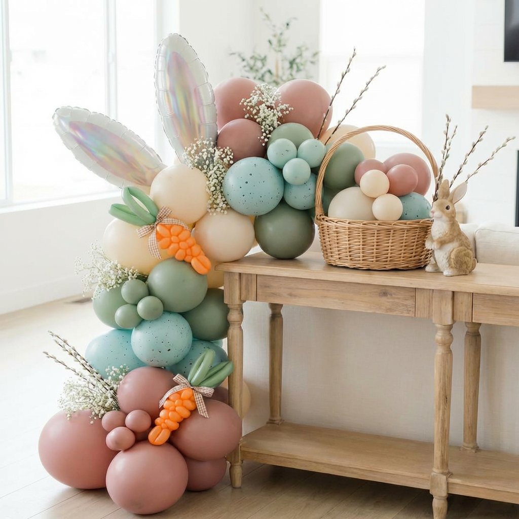 Easter-egg-themed balloon installation in bright pastels for an LA egg hunt