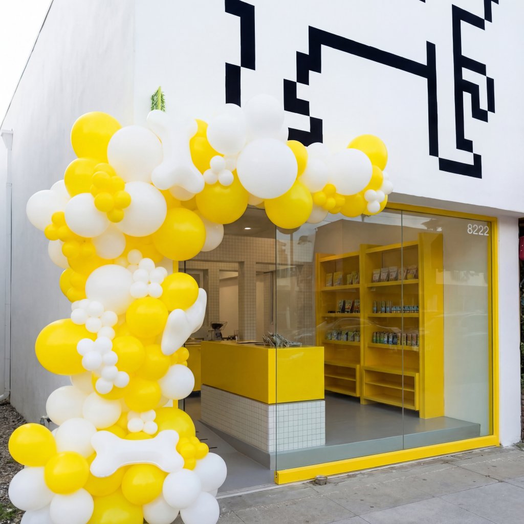 PupsLA grand-opening balloon installation for an LA pet-store launch - view 2
